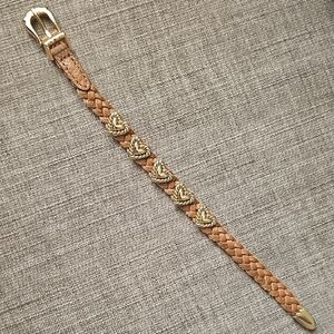 Brighton Tan Braided Belt with Gold Details